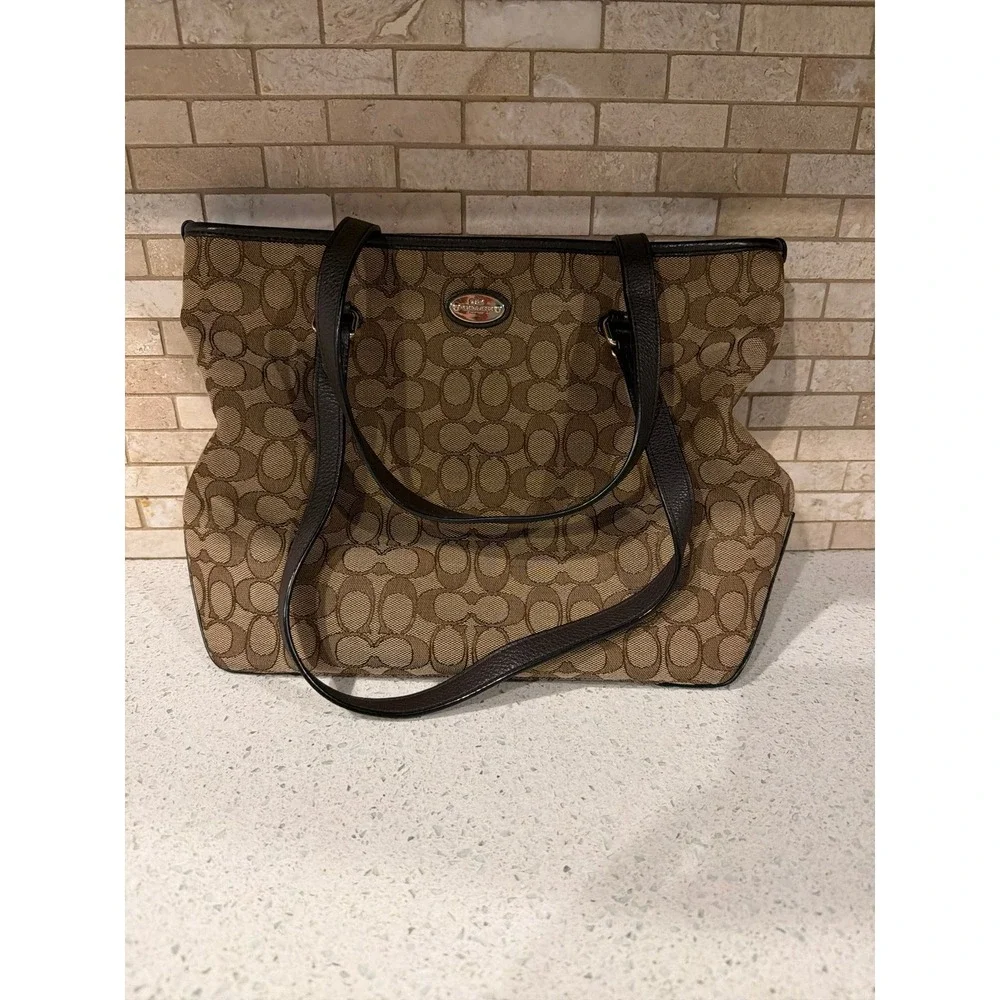 Coach‎ Hobo Convertible Purse Signature Celeste Khaki/Brown F36185